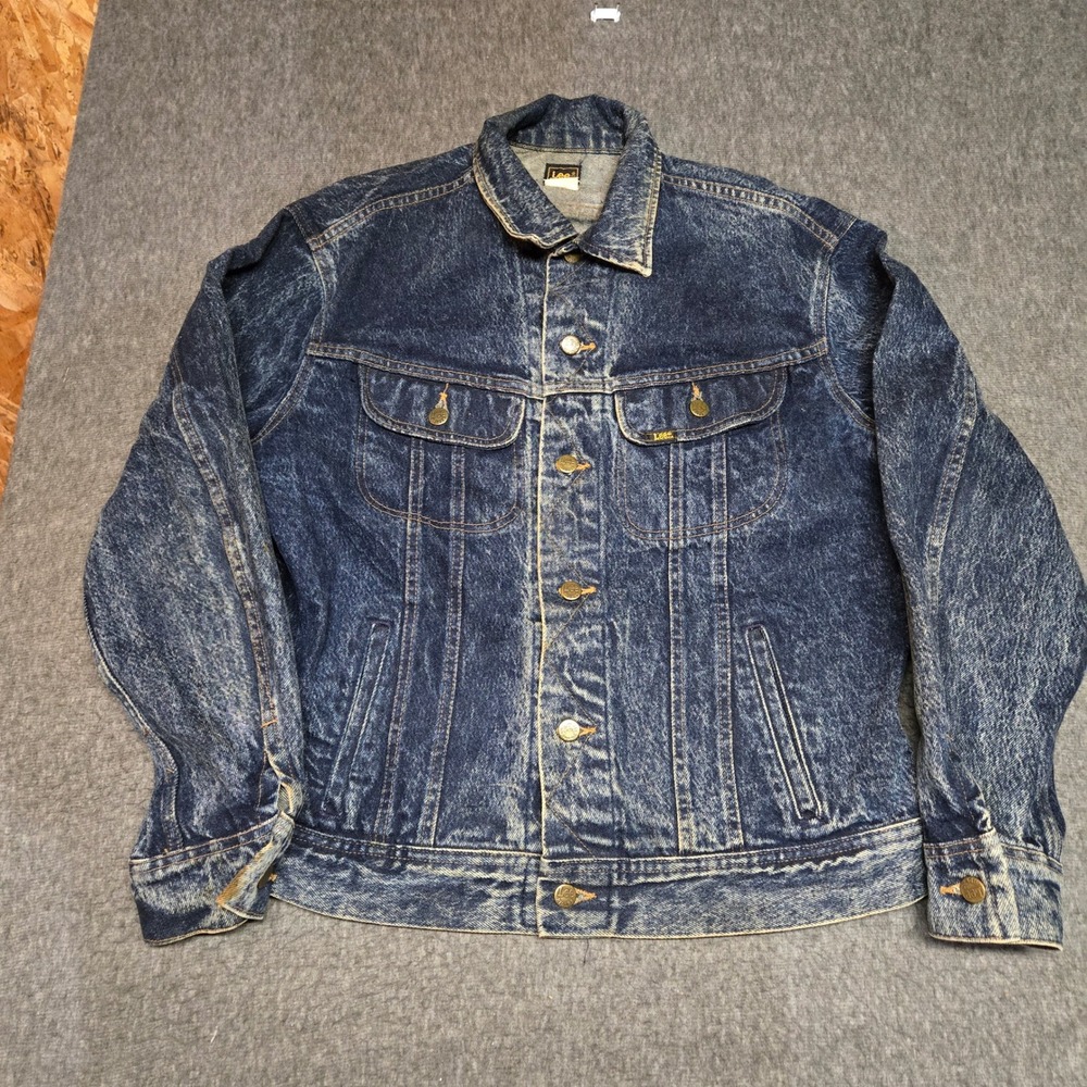 Vintage 80s Lee Denim Trucker Jacket Mens Medium Acid Wash Made In USA